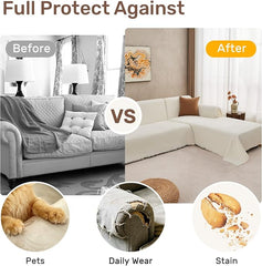 2 Pieces Sectional Couch Covers L Shaped Cover XXXL Cream White | Thick Washable Fabric for L Shaped Sectional Sofa, Anti-Pet Hair, Stain & Wear Resistant, Easy Care & Installation