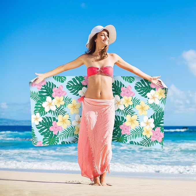 12 Pcs Oversized Microfiber Beach Towels Set 30 x 60 Extra Large Fiber Swim Pool Towel Absorbent Bath Blanket for Travel Vacation Accessories Gift Spa Soft Lightweight (Summer)