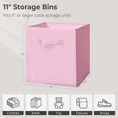 11 Inch Fabric Storage Cubes, Sturdy Foldable Storage Bins, Heavy Duty Cube Organizer for Clothes, Blankets, Shelves, Closets, Bedroom, Living Room, Multi-Color, 6 Pack