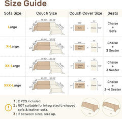 2 Pieces Sectional Couch Covers L Shaped Cover XXL Dark Gray | Thick Washable Fabric for L Shaped Sectional Sofa, Anti-Pet Hair, Stain & Wear Resistant, Easy Care & Installation