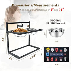 - Elevated Dog Bowls for Extra Large Dogs with Mat,Raised Dog Bowl Stand for Large Breed Adjusable Height Dog Feeder with Two 3L() Stainless Steel Dog Food Bowls