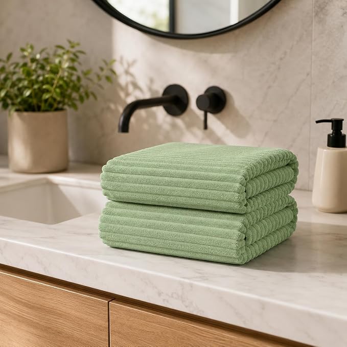 2 Piece Bath Sheets, 40"x80" Bath Towels, Sage Green | Extra-large size, Quick dry, Highly Absorbent, Lint Free .shower towels for bathroom gym spa .Big and Tall users