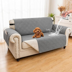 100% Waterproof Couch Cover for Dogs, Anti-Slip Washable Sofa Cover with Elastic Straps & Side Pockets, Durable Furniture Protector for Kids & Pets (Loveseat 46", Newgrey)