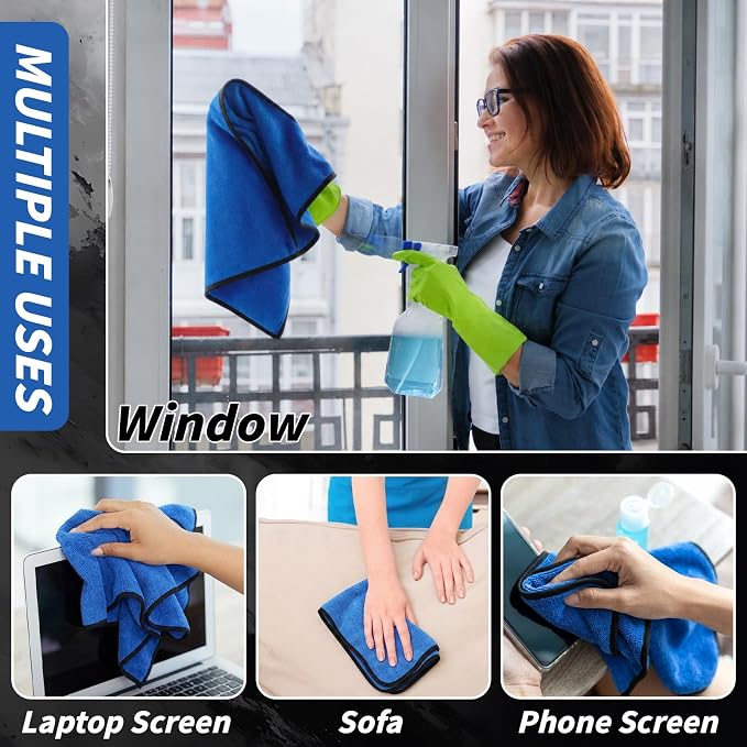 20 Pack Microfiber Towels for Cars, 24" x 16" Dual-Sided Car Drying Towel | 400 GSM Highly Absorbent, Lint-Free Microfiber Cleaning Cloths for Scratch-Free Drying, Detailing, Buffing, Polishing Cars