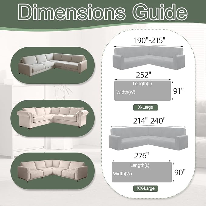 1OO% Waterproof Sectional Couch Covers for Dogs L Shaped Corner Sofa Cover Washable Chenille Sofa Slipcovers Blanket Modern Jacquard Pet Furniture Protector (91"x252", Green Wave)