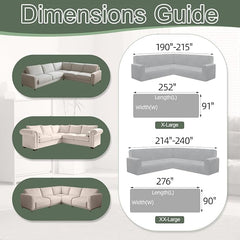1OO% Waterproof Sectional Couch Covers for Dogs L Shaped Corner Sofa Cover Washable Chenille Sofa Slipcovers Blanket Modern Jacquard Pet Furniture Protector (91"x276", Green Wave)