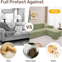 2 Pieces Sectional Couch Covers L Shaped Cover XXL Light Sage | Thick Washable Fabric for L Shaped Sectional Sofa, Anti-Pet Hair, Stain & Wear Resistant, Easy Care & Installation