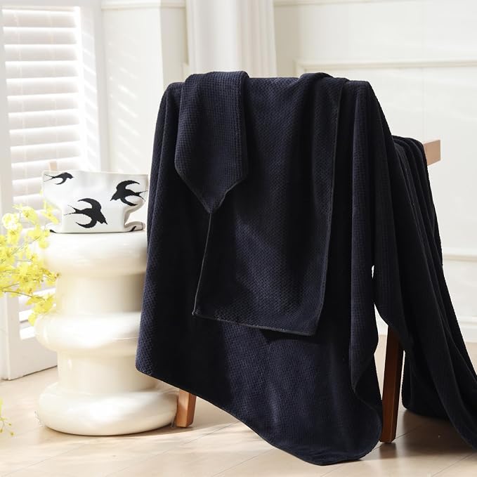 30x60 Inches Extra Large Bath Towels Set Super Soft Absorbent Luxury Microfiber Towels for Bathroom (Black, 6PCS)