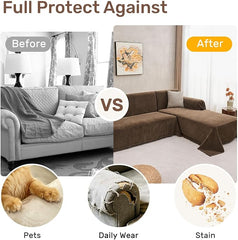 2 Pieces Sectional Couch Covers L Shaped Cover XXXL Coffee | Thick Washable Fabric for L Shaped Sectional Sofa, Anti-Pet Hair, Stain & Wear Resistant, Easy Care & Installation