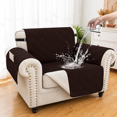 100% Waterproof Couch Cover for Dogs, Anti-Slip Washable Sofa Cover with Elastic Straps & Side Pockets, Durable Furniture Protector for Kids, Pets & Dogs (Armchair 23", Chocolate)