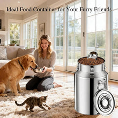 15 Lbs Stainless Steel Dog Food Storage Container with Scoop, Large Metal Dog Food Bin with Airtight Lid & Locking Clamp, Pet Food Container for Dogs & Cats, Keep Fresh, Easy to Clean