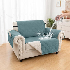100% Waterproof Couch Cover for Dogs, Anti-Slip Washable Sofa Cover with Elastic Straps & Side Pockets, Durable Furniture Protector for Kids, Pets & Dogs (Armchair 23", Grayishblue)