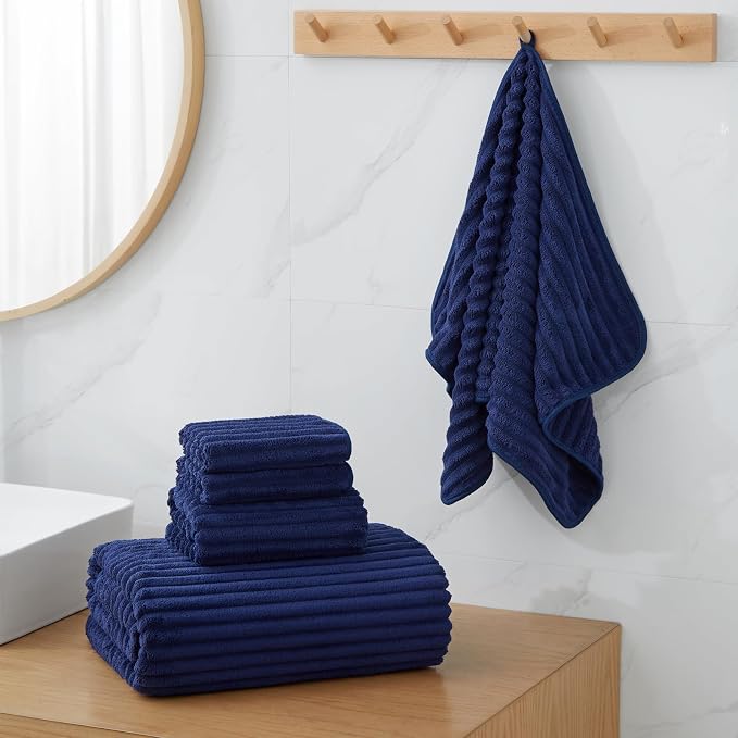 2 Piece Bath Sheets, 40"x80" Bath Towels, Navy Blue | Extra-large size, Quick dry, Highly Absorbent, Lint Free .shower towels for bathroom gym spa .Big and Tall users