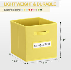 11x11 storage cube bins (Set of 10) Foldable Fabric storage cubes with 10 Labels Window Cards & a Pen,11 inch cube storage bin,Closet Organizers for Shelves,Cubby Organizer Boxes,Dark Yellow
