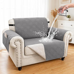 100% Waterproof Couch Cover for Dogs, Anti-Slip Washable Sofa Cover with Elastic Straps & Side Pockets, Durable Furniture Protector for Kids, Pets & Dogs (Armchair 23", Newgrey)