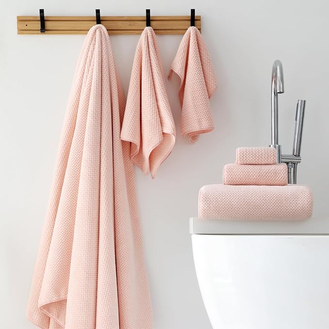 30x60 Inches Extra Large Bath Towels Set Super Soft Absorbent Luxury Microfiber Towels for Bathroom (Pink, 6PCS)