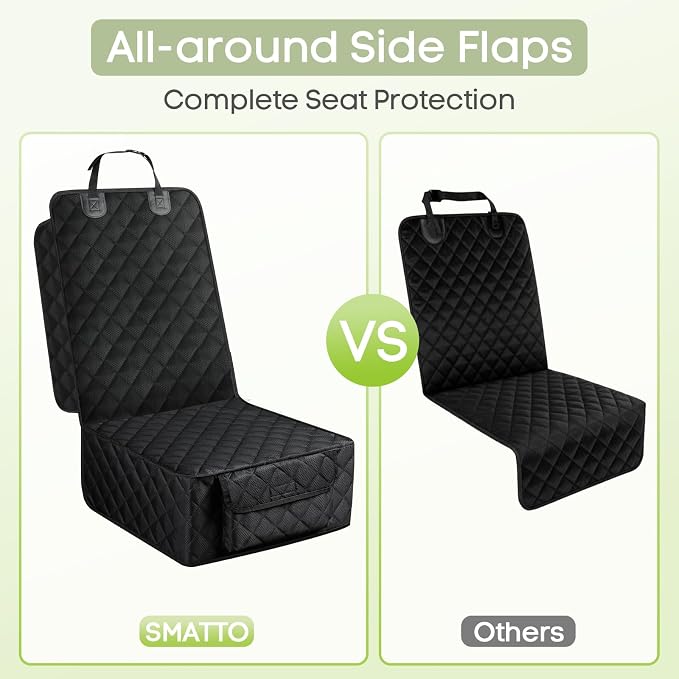 2 Pack Dog Car Seat Cover for Front Seat, Pet Car Seat Protector | Waterproof Scratchproof Non-Slip Captain Chair Cover, Full Protection with Side Flaps, Large Pocket, Fits Cars/Trucks/SUVs