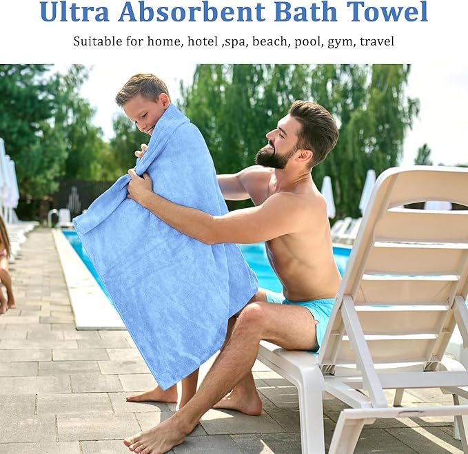 10 Pack Bath Towels Set, Soft Microfiber Towel 27.5 x 55 Inches | Lightweight, Quick Dry, Highly Absorbent Towels for Bathroom, Shower & Beach(Multicolor)