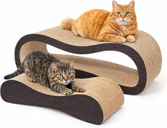 2 in 1 Cat Scratcher Cardboard Lounge Bed, Cat Scratching Post, Durable Board Pads Prevents Furniture Damage,Large,Brown