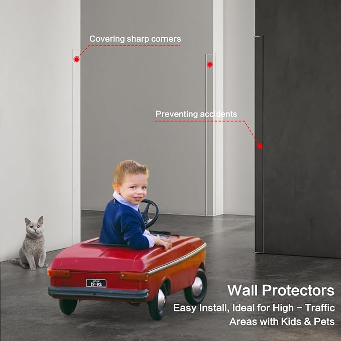 12PCS Clear Self-Adhesive Wall Corner Protectors .Corner Guards & Edge Protector for Wall Door Frame Cabinet Baseboard & Door, Table, Stair (35.4" X 1.18")