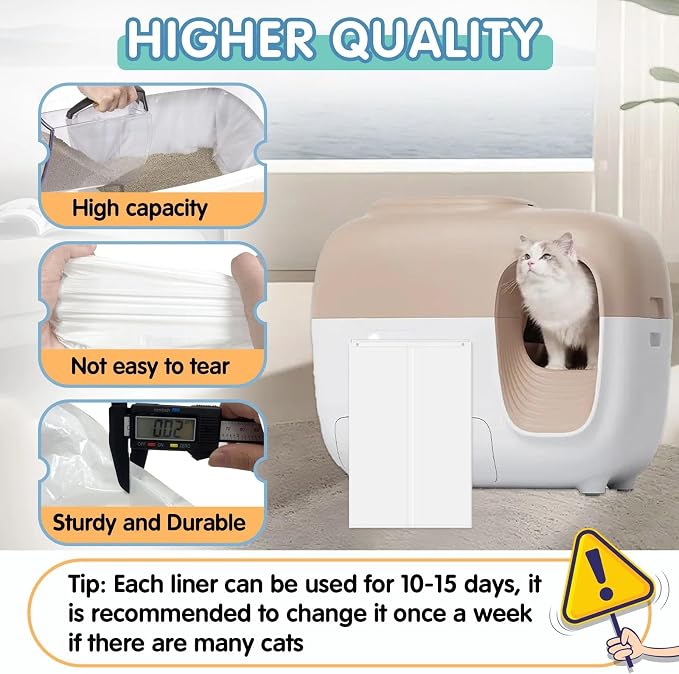 100Pcs Cat Litter Box Liners for PetSnowy SNOW+ Automatic Cat Litter Box, Tear & Leak Resistant Self-Sealing Waste Drawer Liner Bags