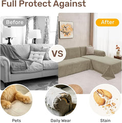 2 Pieces Sectional Couch Covers L Shaped Cover XXL Quicksand | Thick Washable Fabric for L Shaped Sectional Sofa, Anti-Pet Hair, Stain & Wear Resistant, Easy Care & Installation
