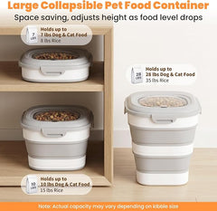 28 Lbs Dog Food Storage Container, Collapsible Cat Food Container | Airtight Pet Food Storage Containers with Wheels, Clear Window, Measuring Cup and Scoop, BPA Free for Rice, Flour, Bird Seed