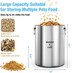 25 Lbs Large Stainless Steel Dog Food Storage Container with Lids Airtight to Keep Food Fresh, Metal Pet Food Bin Claw Handle Easy Clean & Use for Big Dog Multiple Pet, Long-Lasting Cat Food Storage