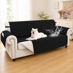 100% Waterproof Couch Cover for Dogs, Washable Anti-Slip Sofa Cover with Elastic Straps & Side Pockets, Quilted Furniture Protector for Kids & Pets (3 Cushion 68", Black)