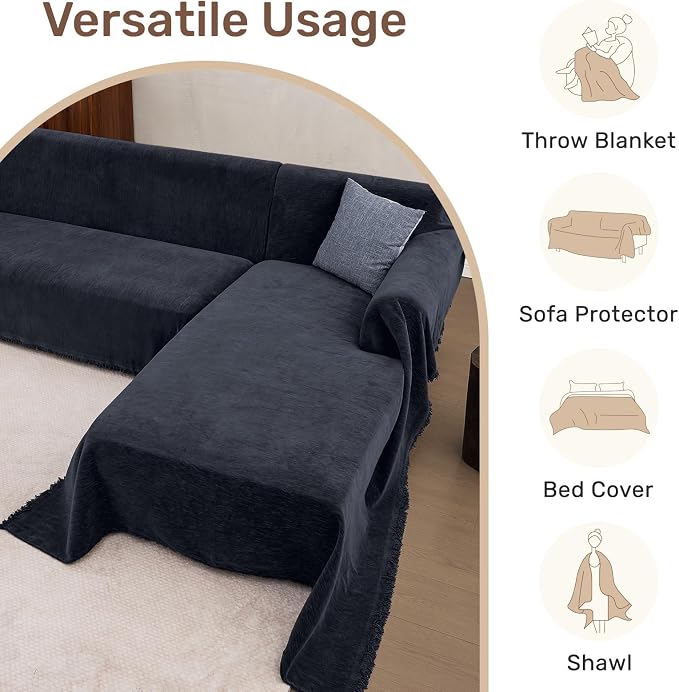 2 Pieces Sectional Couch Covers L Shaped Cover XL Navy Blue | Thick Washable Fabric for L Shaped Sectional Sofa, Anti-Pet Hair, Stain & Wear Resistant, Easy Care & Installation