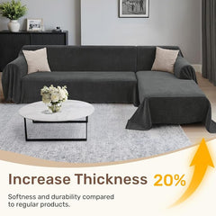 2 Pieces Sectional Couch Covers L Shaped Cover XXL Charcoal Gray | Thick Washable Fabric for L Shaped Sectional Sofa, Anti-Pet Hair, Stain & Wear Resistant, Easy Care & Installation