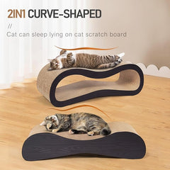 2 in 1 Cat Scratcher for Indoor Cats, Large Cardboard Cat Scratcher Lounger, 100% Recyclable&Reversible Horizontal Scratching Pads Prevents Furniture Damage,Brown