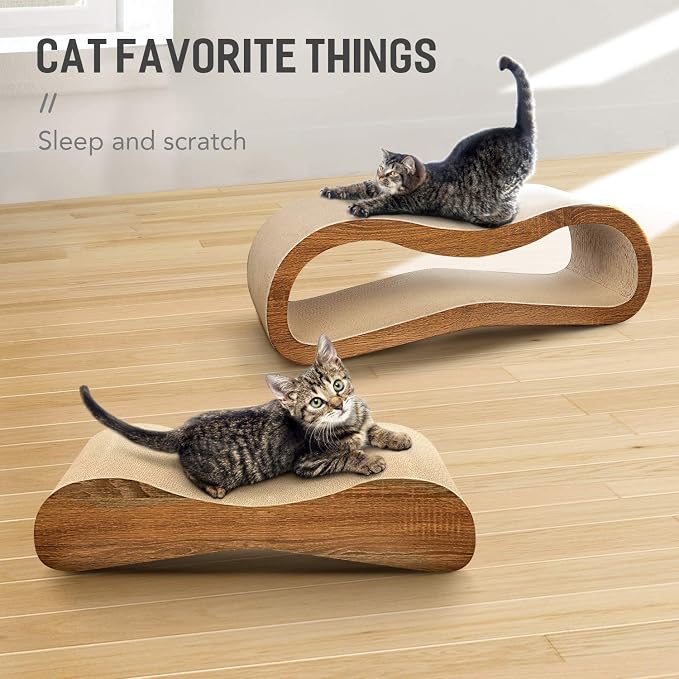 2 in 1 Cat Scratcher for Indoor Cats, Large Cardboard Cat Scratcher, 100% Recyclable&Reversible Scratching Pads Prevents Furniture Damage
