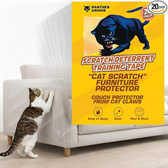 20 Pack Cat Scratch Furniture Protector Tape Sheets, Double-Sided Sticky Training (10 XL, 8 Large, 2 Medium), Anti-Scratch Couch & Sofa Guard,Clear,Not for Leather, Velvet, Microfiber