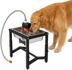 2 Gallon Elevated Large Dog Water Bowl, Automatic Dog Water Bowl Dispenser, 4 Adjustable Height Raised Dog Bowl Stand for Large Breed Relief Joint Pressure, Easy Clean for Indoor & Outdoor Uses