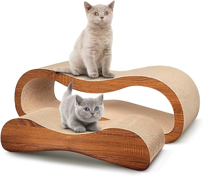 2 in 1 Cat Scratcher for Indoor Cats, Large Cardboard Cat Scratcher, 100% Recyclable&Reversible Scratching Pads Prevents Furniture Damage