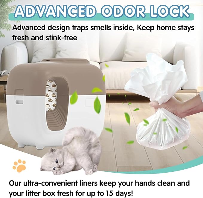 100Pcs Cat Litter Box Liners for PetSnowy SNOW+ Automatic Cat Litter Box, Tear & Leak Resistant Self-Sealing Waste Drawer Liner Bags