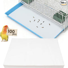 17.7x13.8in Bird Cage Liners - 100 Sheets Pre-Cut Disposable Cage Tray Liners, High Absorbent Non-Woven Pads for Parrots, Cockatiels and Small Animals