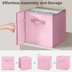 11 Inch Fabric Storage Cubes, Sturdy Foldable Storage Bins, Heavy Duty Cube Organizer for Clothes, Blankets, Shelves, Closets, Bedroom, Living Room, Multi-Color, 6 Pack