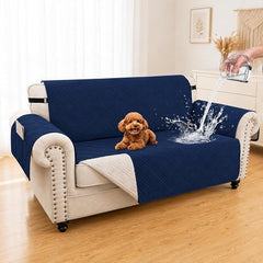 100% Waterproof Couch Cover for Dogs, Anti-Slip Washable Sofa Cover with Elastic Straps & Side Pockets, Durable Furniture Protector for Kids & Pets (Loveseat 46", Navyblue)
