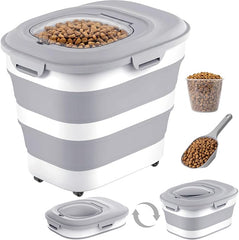 28 Lbs Dog Food Storage Container, Collapsible Cat Food Container | Airtight Pet Food Storage Containers with Wheels, Clear Window, Measuring Cup and Scoop, BPA Free for Rice, Flour, Bird Seed
