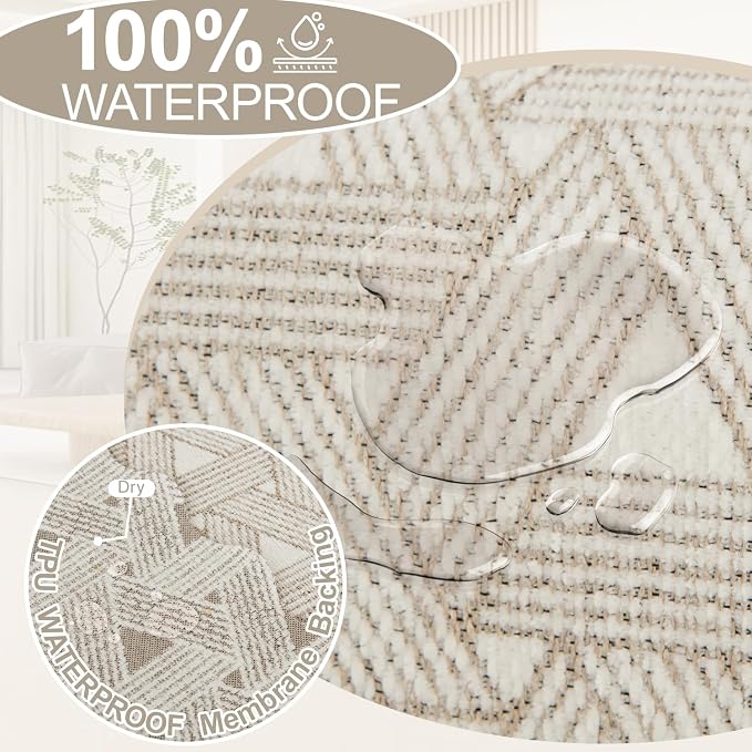 1OO% Waterproof Sectional Couch Covers for Dogs L Shaped Corner Sofa Cover Washable Chenille Sofa Slipcovers Blanket Modern Jacquard Pet Furniture Protector (91"x252", Khaki Weaving Triangle)