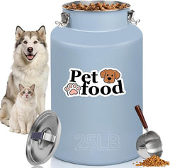 25 lb Stainless Steel Dog Food Storage Container, Airtight Metal Pet Food Canister with Lid & Scoop for Dog Cat Kibble, Heavy Duty for Daily Use, Keeps Kibble Fresh & Crunchy