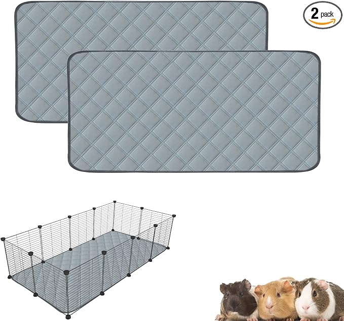 2 Pack Guinea Pig Cage Liners Washable Guinea Pig Bedding Waterproof | Super Absorbent | Non Slip | Reusable Guinea Pig Pee Pads for Small Animals Rabbit Hamster Rat - for Midwest 48" x 24"