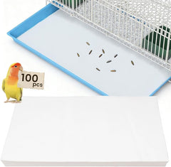 23.6x16.9in Bird Cage Liners - 100 Sheets Pre-Cut Disposable Cage Tray Liners, High Absorbent Non-Woven Pads for Parrots, Cockatiels and Small Animals
