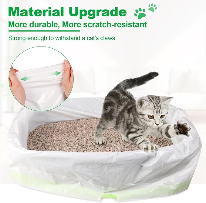 100 PCS Jumbo Cat Litter Box Liners for Large Litter Tray, 36"x19" | 3MIL Extra Thick, Heavy Duty, Tear & Leak Resistant, Drawstring Close