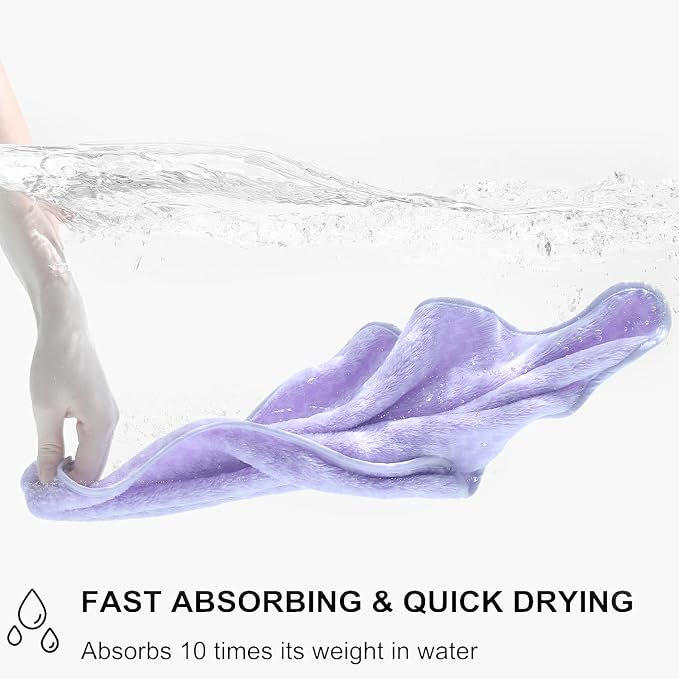18 Piece Bath Towels Set,100% Microfiber Family Bathroom Towel with Hanging Loops-6 Bath Towels,6 Hand Towels,6 Washcloths,Quick Dry Highly Absorbent Shower Towel for Bathroom,Hotel,Spa-Light Purple