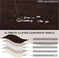 100% Waterproof Couch Cover for Dogs, Anti-Slip Washable Sofa Cover with Elastic Straps & Side Pockets, Durable Furniture Protector for Kids, Pets & Dogs (Armchair 23", Chocolate)