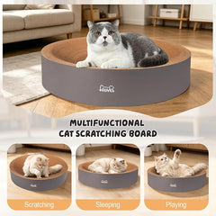 2 in 1 Round Cat Scratching Board, Cardboard Cat Scratcher for Indoor Cats, Corrugated Cat Scratch Pad for Grinding Claws and Rest (16.1'')