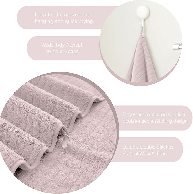 18 Piece Family Bath Towel Set Include 6 Bath Towels,6 Hand Towels and 6 Washcloths Soft Bathroom Towel with Hanging Loops,Highly Absorbent Quick Dry Towels Set for Bathroom,Hotel and Spa-Light Purple